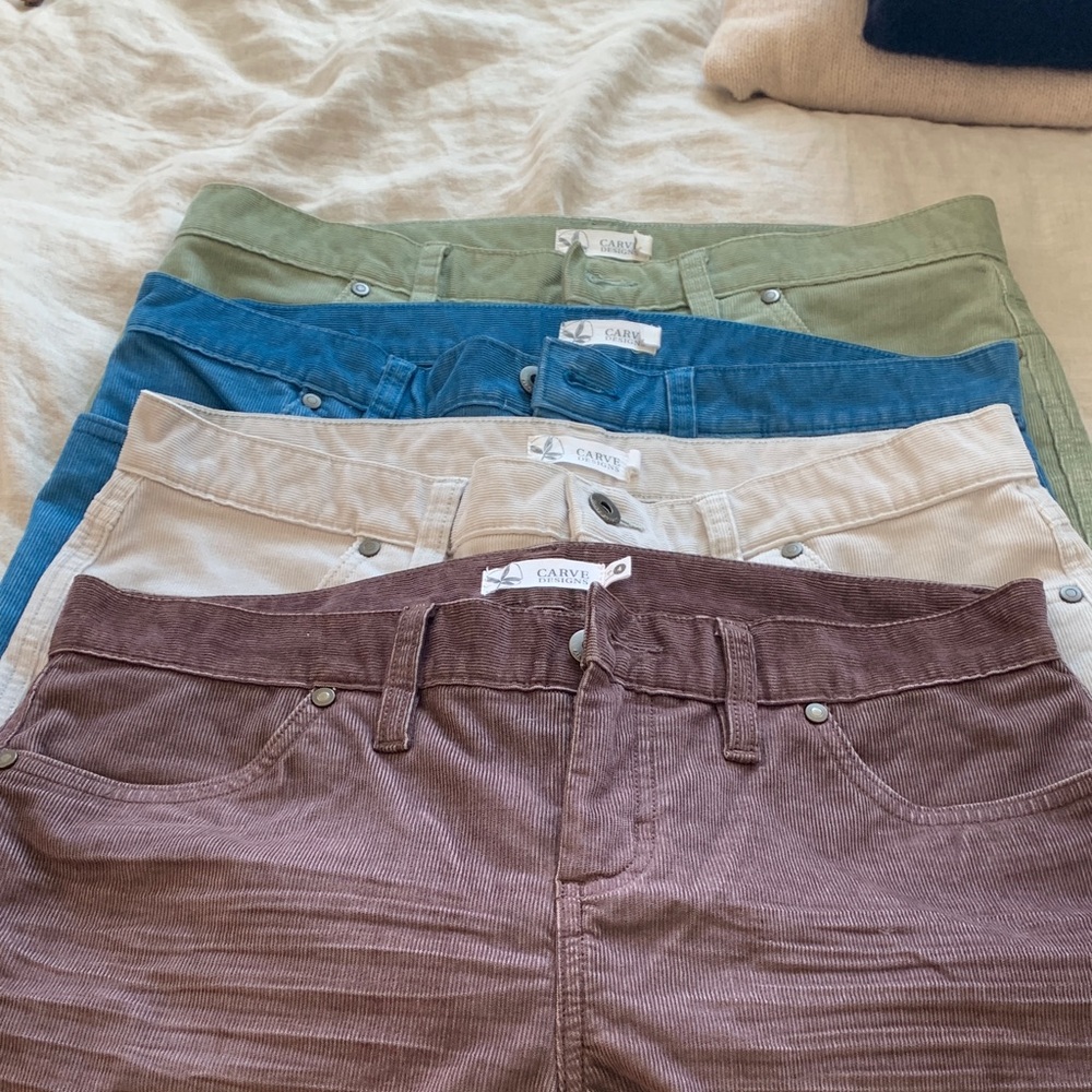 Carve Designs Women's Corduroy shorts- light grey, Blue, Green.